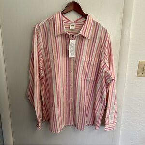 Blair Button Up Shirt Striped Womens Plus 2X Long Sleeve Beachy Spring NWT